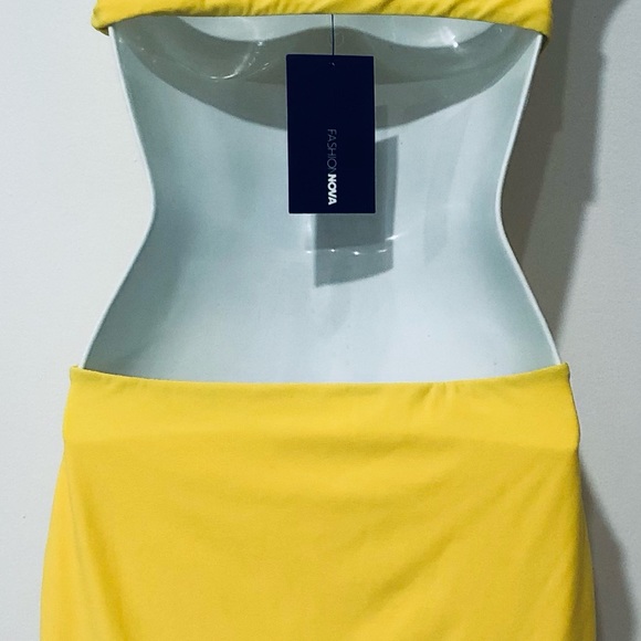 THINK OF ME TUBE MINI DRESS YELLOW.SIZE SMALL - Picture 6 of 7